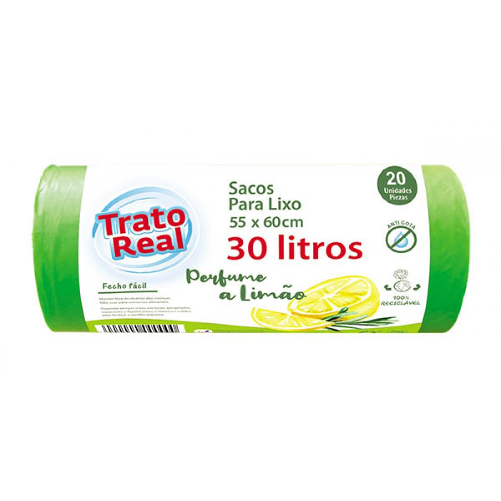 Trato Real Sacos Lixo Fecho Facil Limao 30L (20 Unidades)