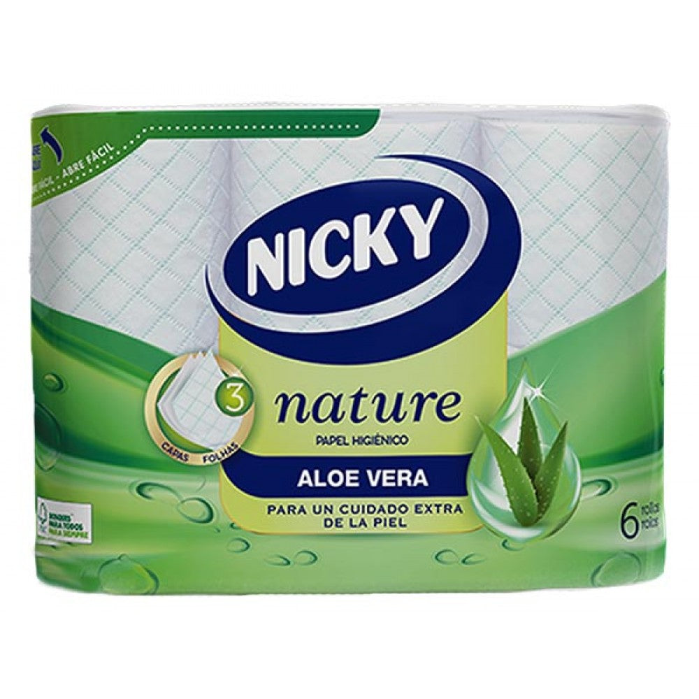 Nicky Papel Higiénico Nature Aloe Vera (6 Rolos)