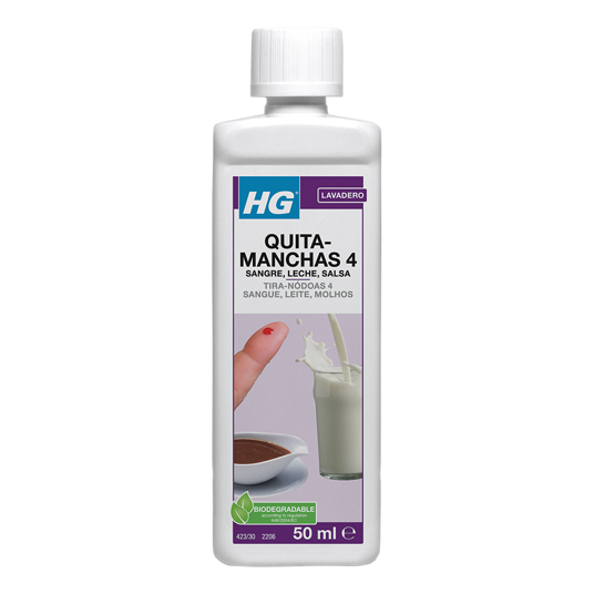 HG Tira-nódoas de nr. 4 - Removedor de Nódoas de Sangue, Temperos, Molhos, Ervas Aromáticas e Leite para Utilização em Roupa