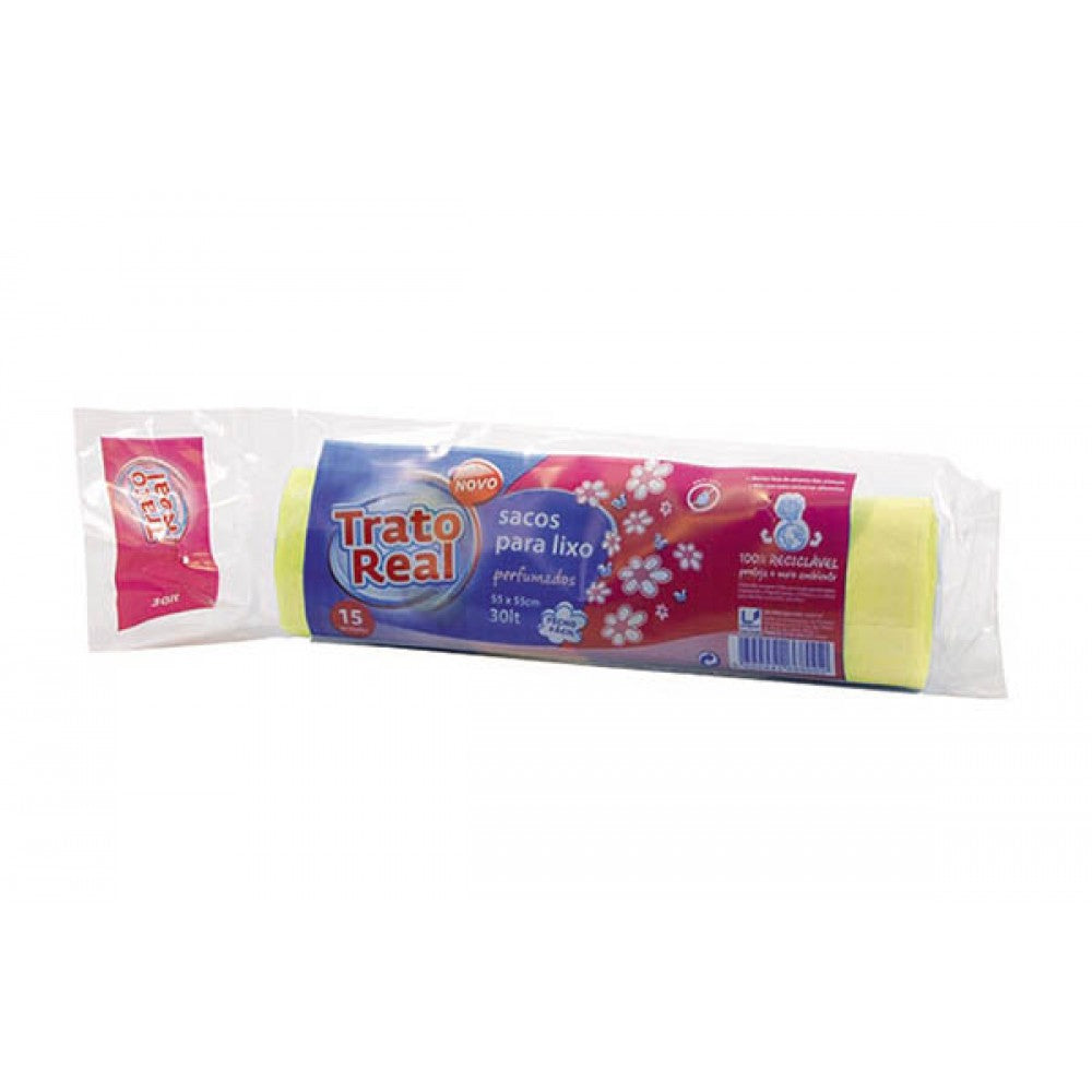 Trato Real Sacos de Lixo Amarelo Perfumados 55x55Cm 30 Litros (15 unidades)