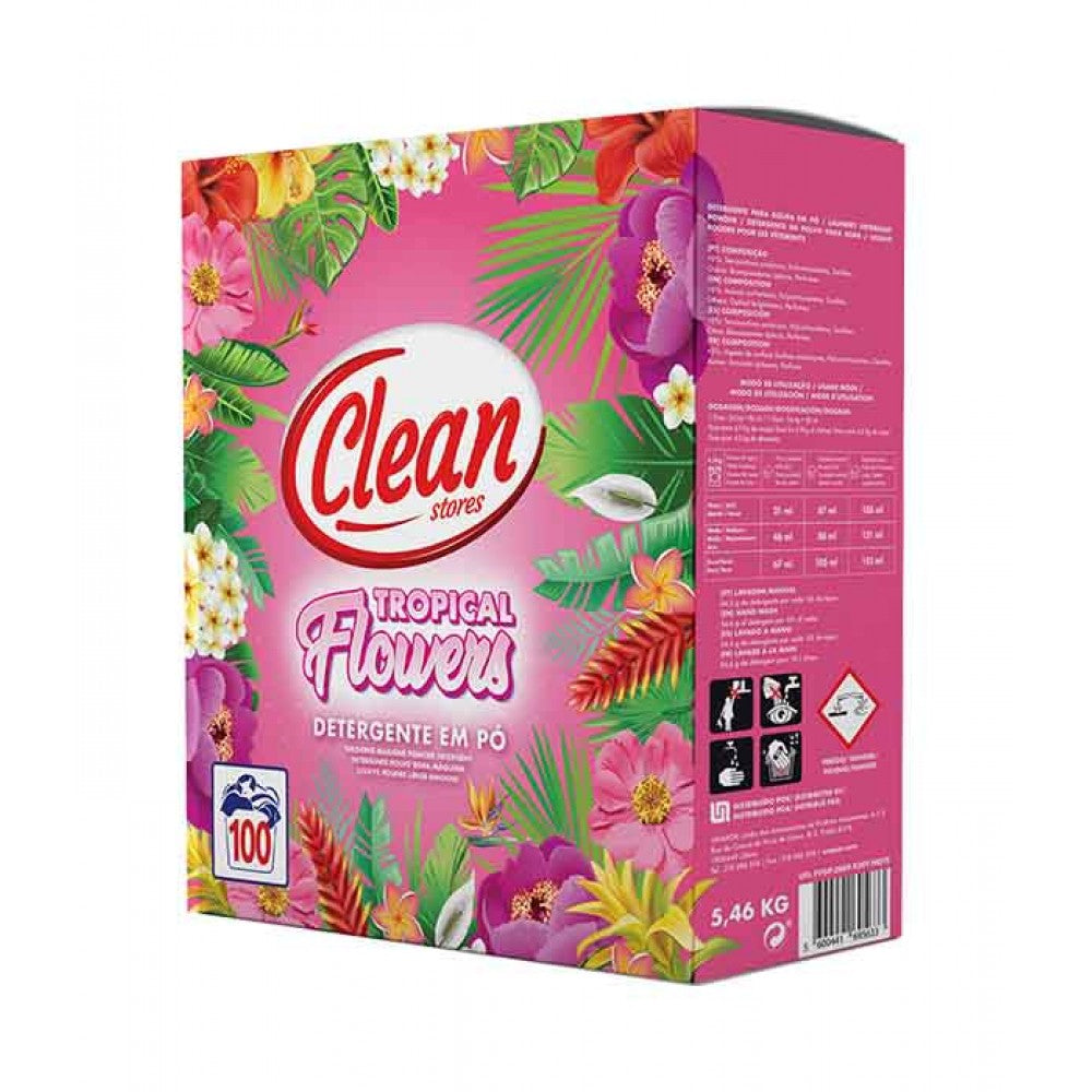 Clean Detergente em Pó Tropical Flowers 5,46 Kg (100 doses)