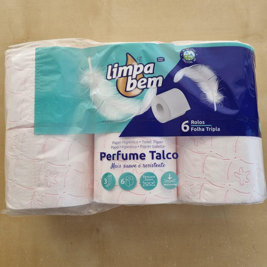 Limpa Bem Papel Higiénico Perfumado Talco 3 folhas (6 rolos)