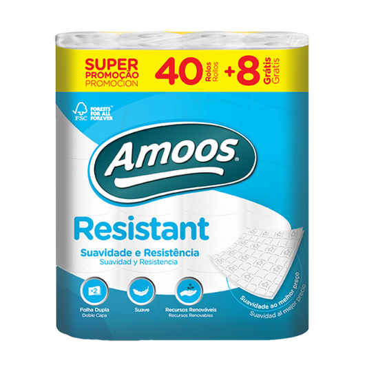 Amoos Papel Higiénico Resistant 40R+8R Grátis