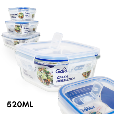 Gaialar Caixa Hermética c/Resp. Quadrada 520ml REF 09499