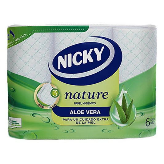 Nicky Papel Higiénico Nature Aloe Vera (6 Rolos)
