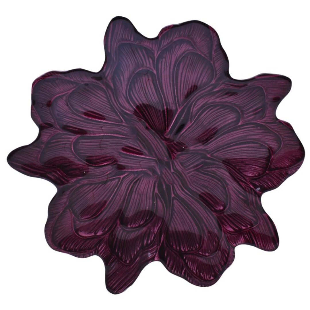 Prato Vidro Flor Roxo