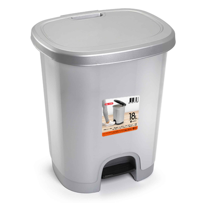 PlasticForte balde do lixo c/ pedal cinza 18l ref. 1230712