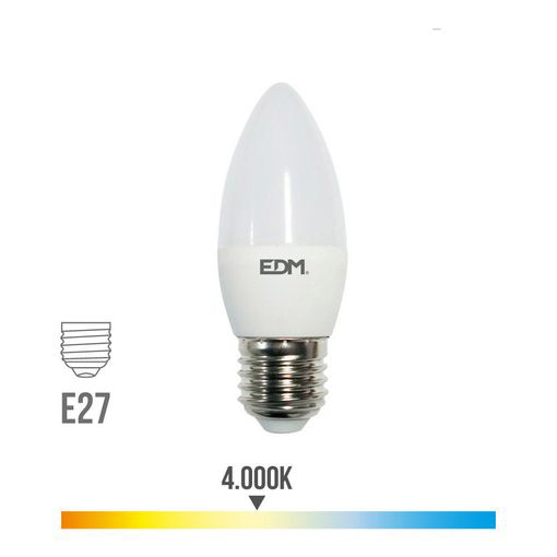 Edm Lampada Vela Led E27 5w 400lm 4000k Luz Dia