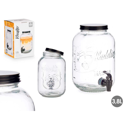 Dispensador Bebidas Vidro/Preto 3800ml