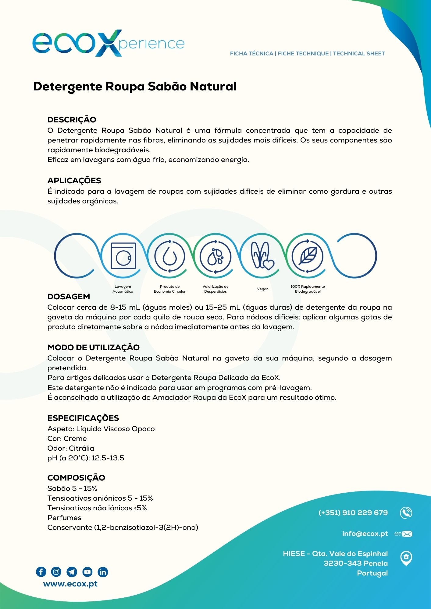 Detergente Roupa Sabão Natural 0.85LT