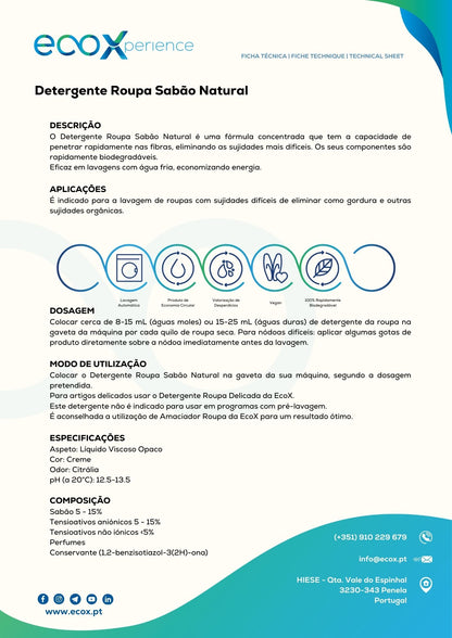 Detergente Roupa Sabão Natural 0.85LT