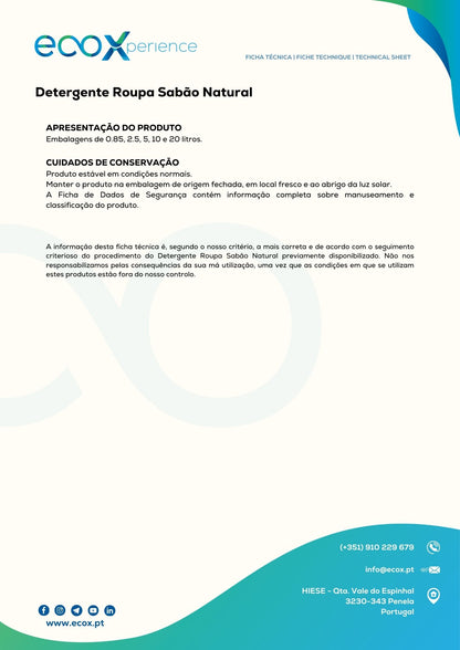 Detergente Roupa Sabão Natural 0.85LT