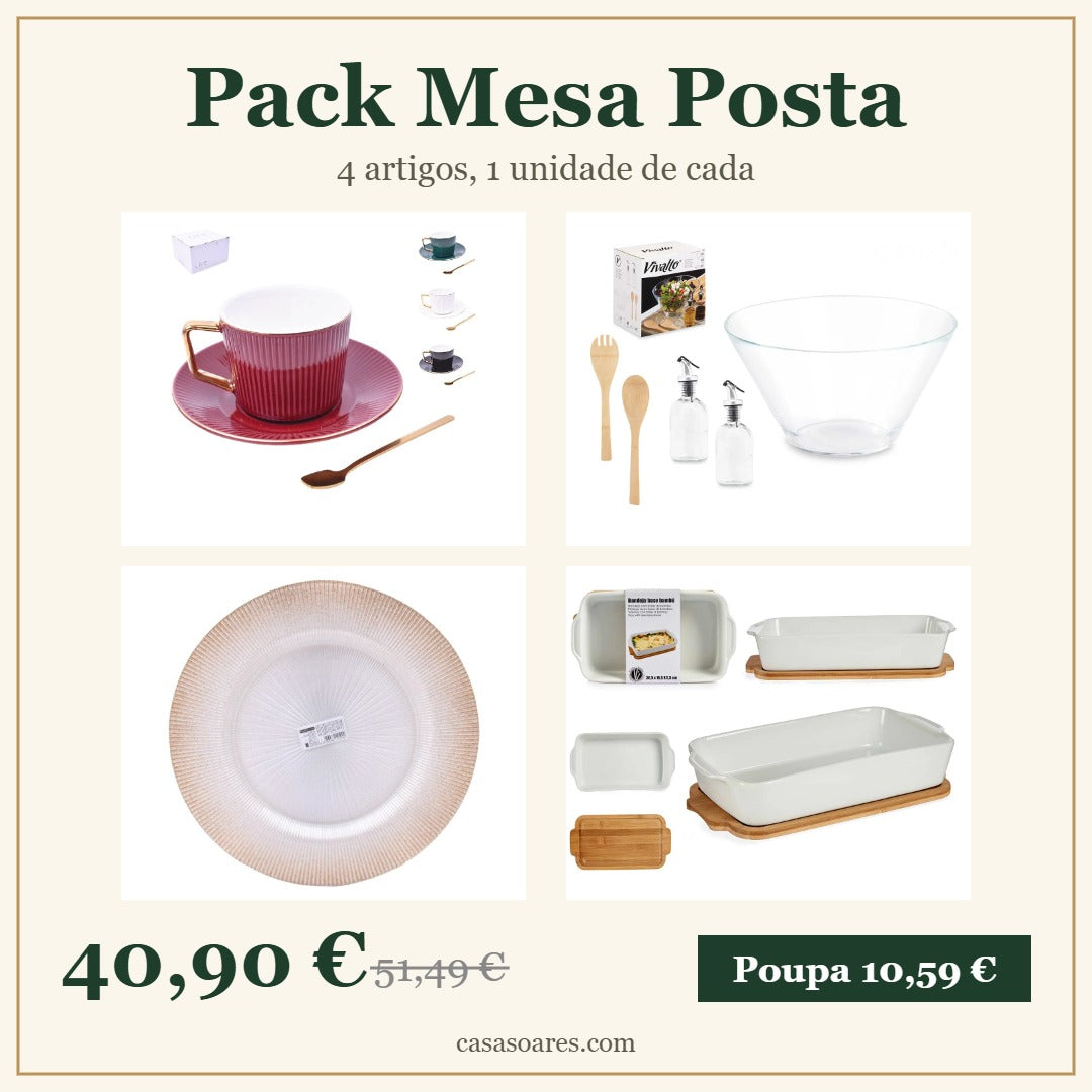 Pack Mesa Posta: 4 artigos, 1 unidade de cada, por 40,90 euros
