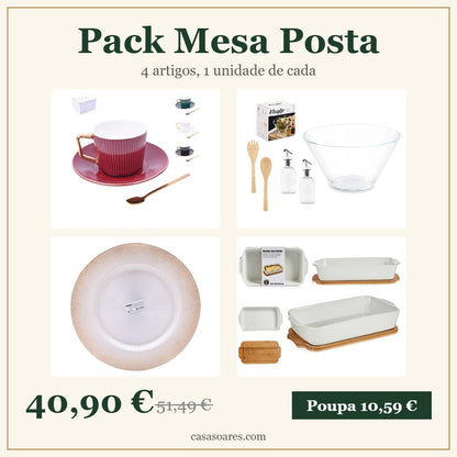 Pack Mesa Posta: 4 artigos, 1 unidade de cada, por 40,90 euros