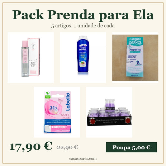 Pack Prenda para Ela: 5 artigos, 1 unidade de cada, por 17,90 euros
